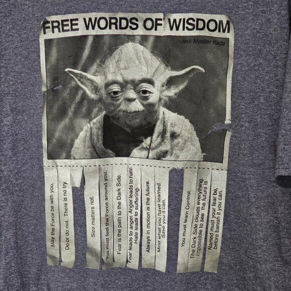 Star Wars T-shirt Yoda XL Gray "Free Words of Wisdom" Graphic Short Sleeve - Picture 1 of 4